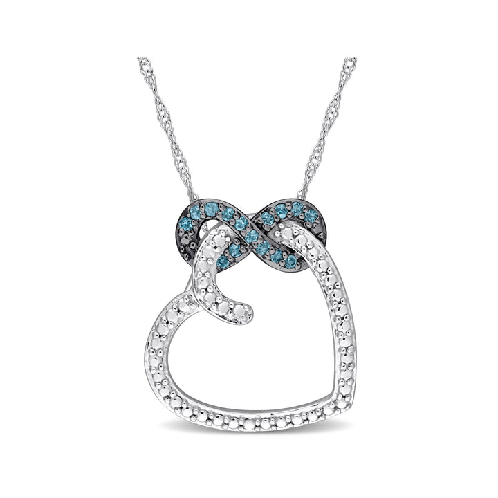 1/6 Carat (ctw) London Blue Topaz Heart Infinity Pendant Necklace in 10K White Gold with Chain Image 1