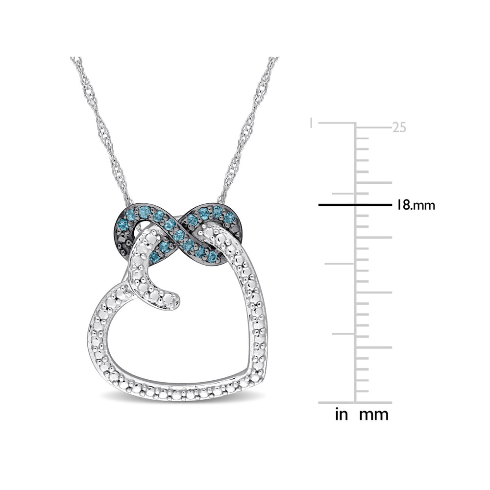 1/6 Carat (ctw) London Blue Topaz Heart Infinity Pendant Necklace in 10K White Gold with Chain Image 2