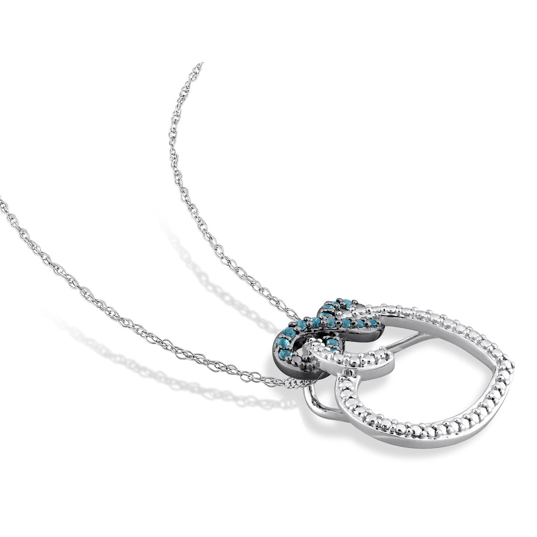 1/6 Carat (ctw) London Blue Topaz Heart Infinity Pendant Necklace in 10K White Gold with Chain Image 3
