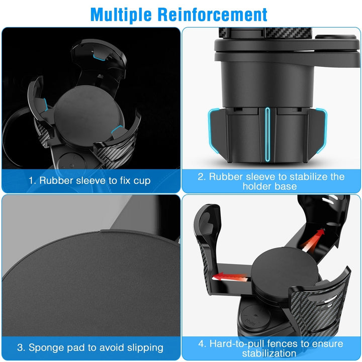 Universal Car Cup Holder Adapter Expander Adjustable Base Black ABS Multifunctional Image 3