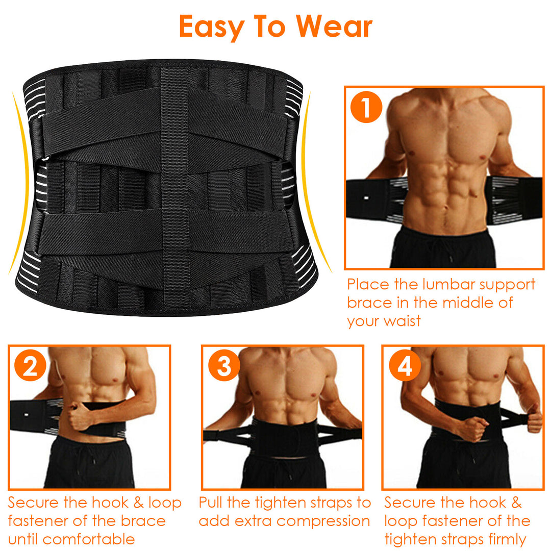 Back Support Brace Breathable Mesh Lumbar Support Belt Adjustable Lower Back Brace with Stays and Springs for Pain Image 4