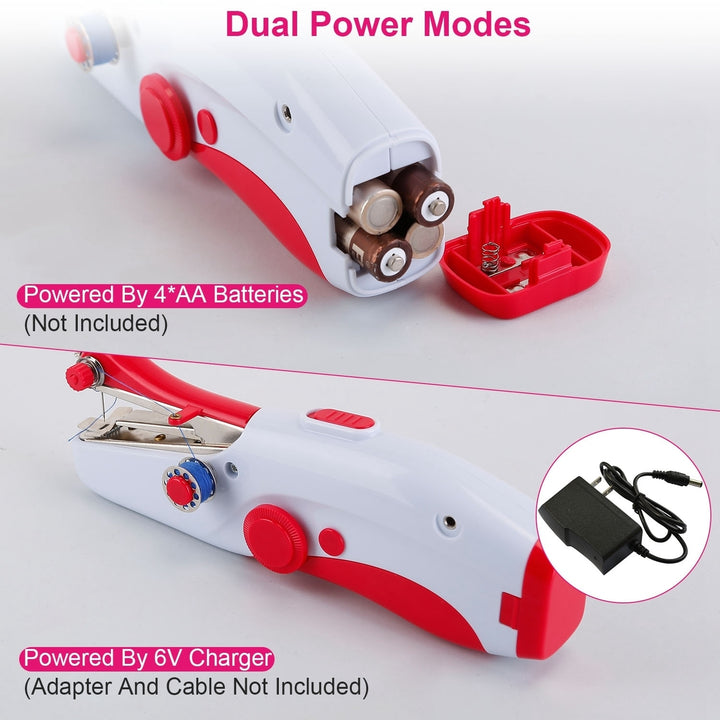 Portable Mini Sewing Machine Electric Cordless Compact Red Handy Stitch DIY Image 3