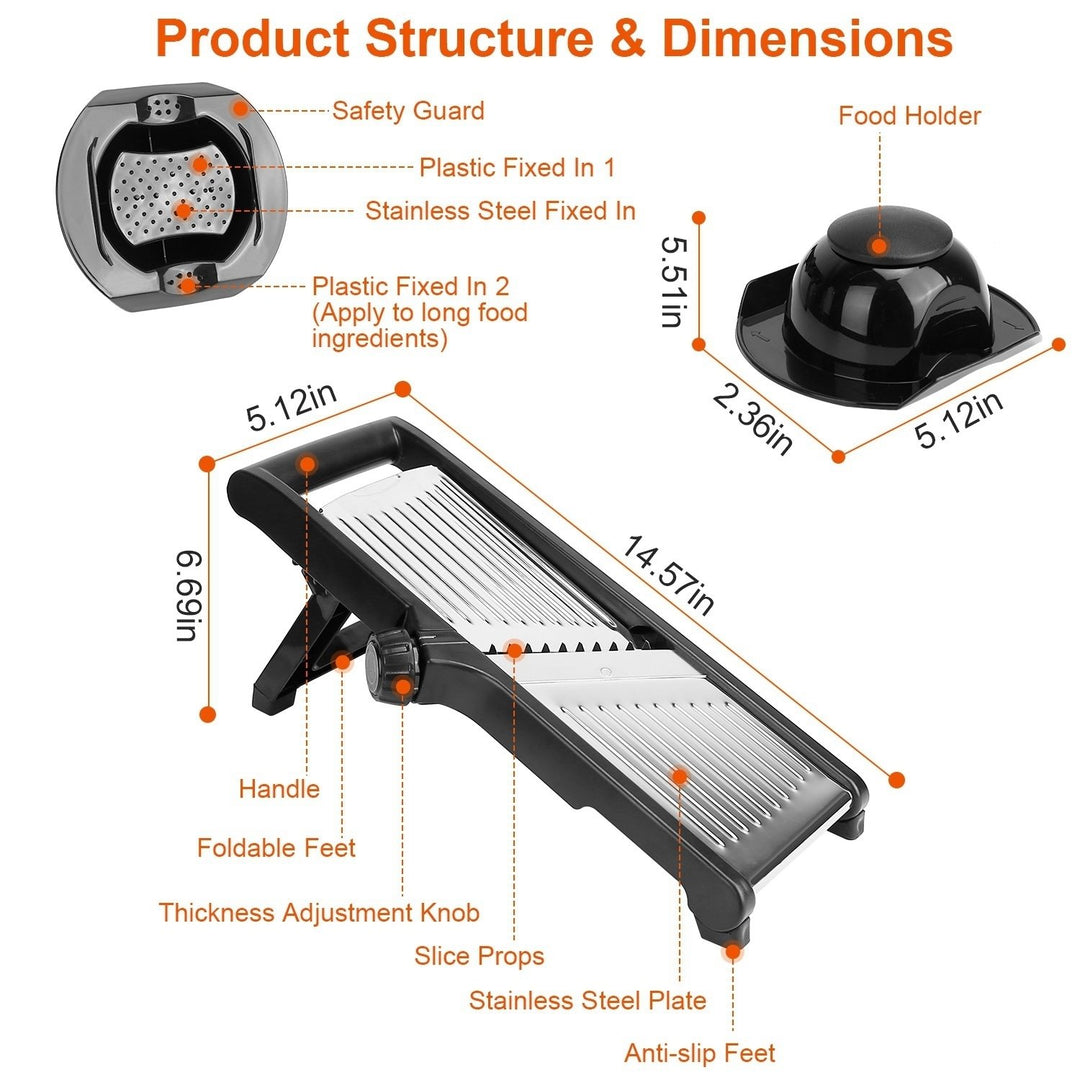 Mandoline Food Slicer Stainless Steel Food Cutter Vegetable Fruit Chopper Grater Peeler Kitchen Julienne Slicer with 5 Image 4