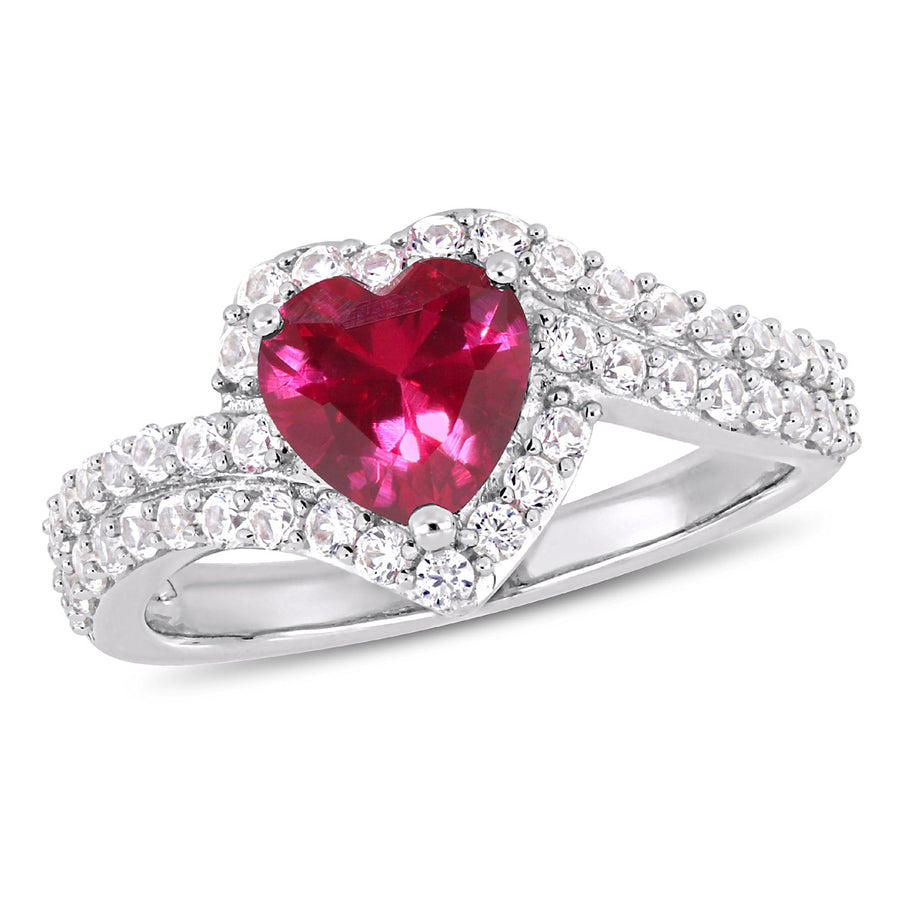 2.49 Carat (ctw) Lab-Created Ruby and White Sapphire Ring in Sterling Silver Image 1