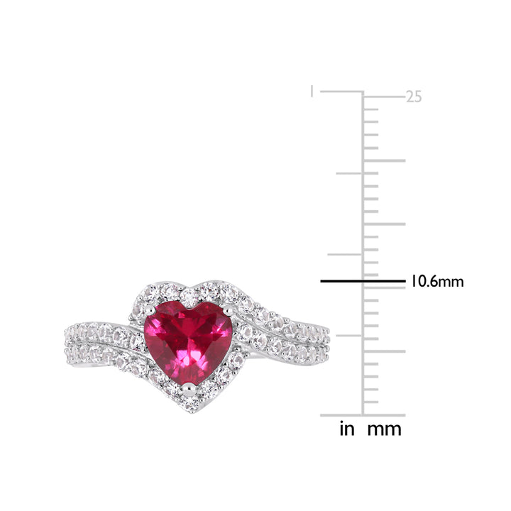 2.49 Carat (ctw) Lab-Created Ruby and White Sapphire Ring in Sterling Silver Image 3