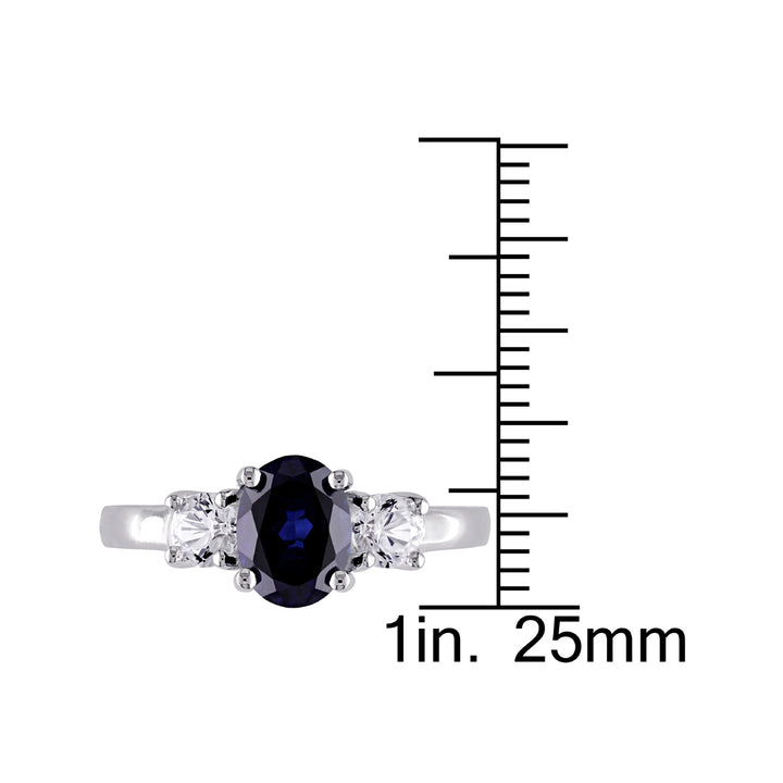 2.64 Carat (ctw) Lab-Created Blue Sapphire and White Sapphire Ring in Sterling Silver Image 3