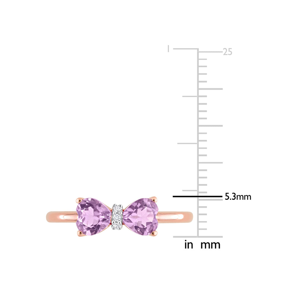 4/5 Carat (ctw) Amethyst Heart Bow Ring in 10K Yellow Gold Image 2