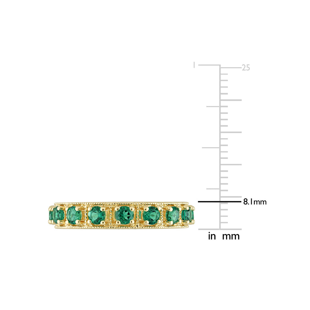 1.44 Carat (ctw) Lab-Created Emerald Eternity Band Ring in Yellow Plated Sterling Silver Image 2