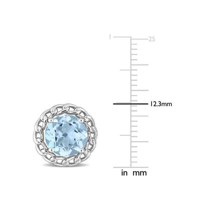 4.70 Carat (ctw) Blue Topaz Halo Earrings in Sterling Silver Image 3