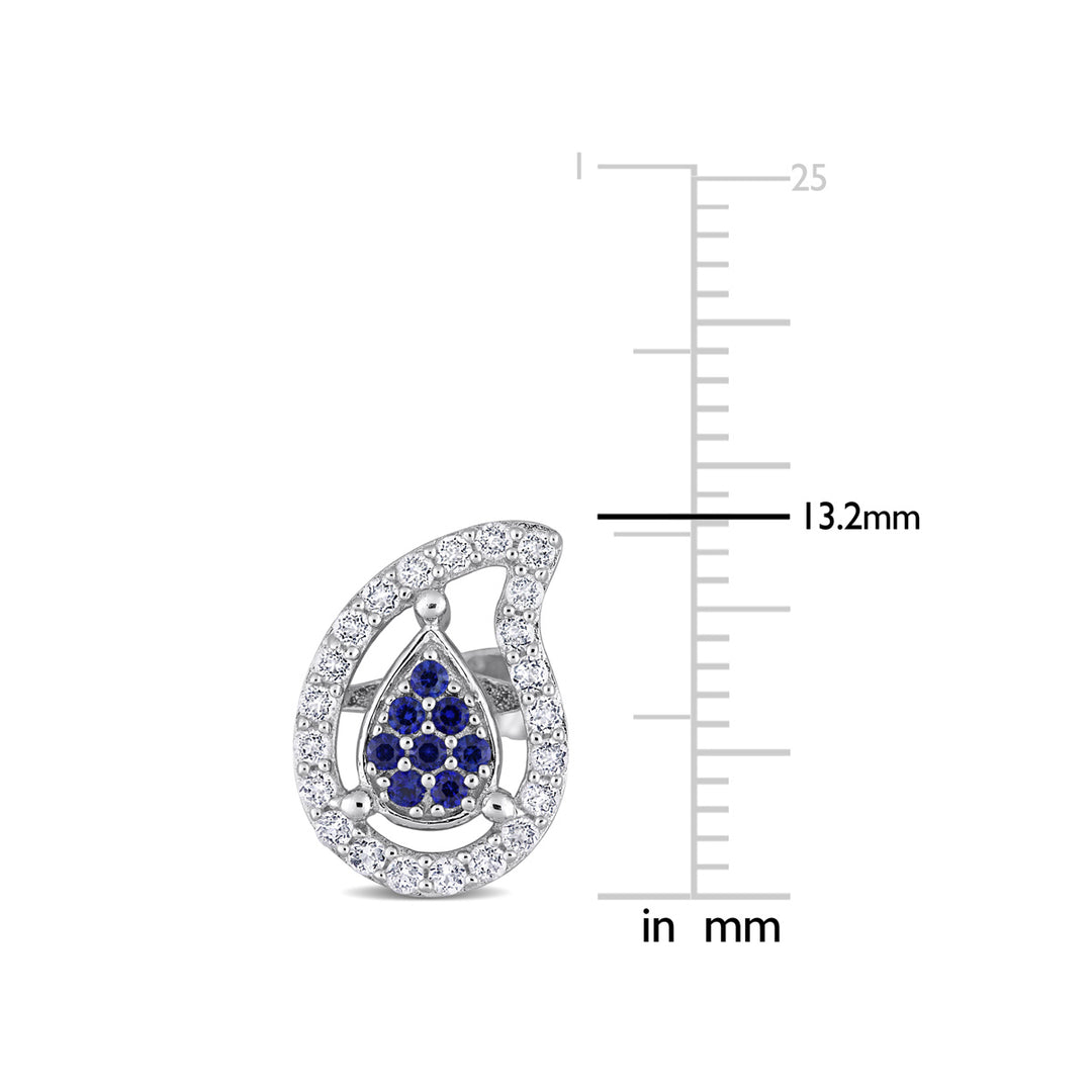 3/5 Carat (ctw) Lab-Created Blue Sapphire and White Topaz Drop Earrings in Sterling Silver Image 3