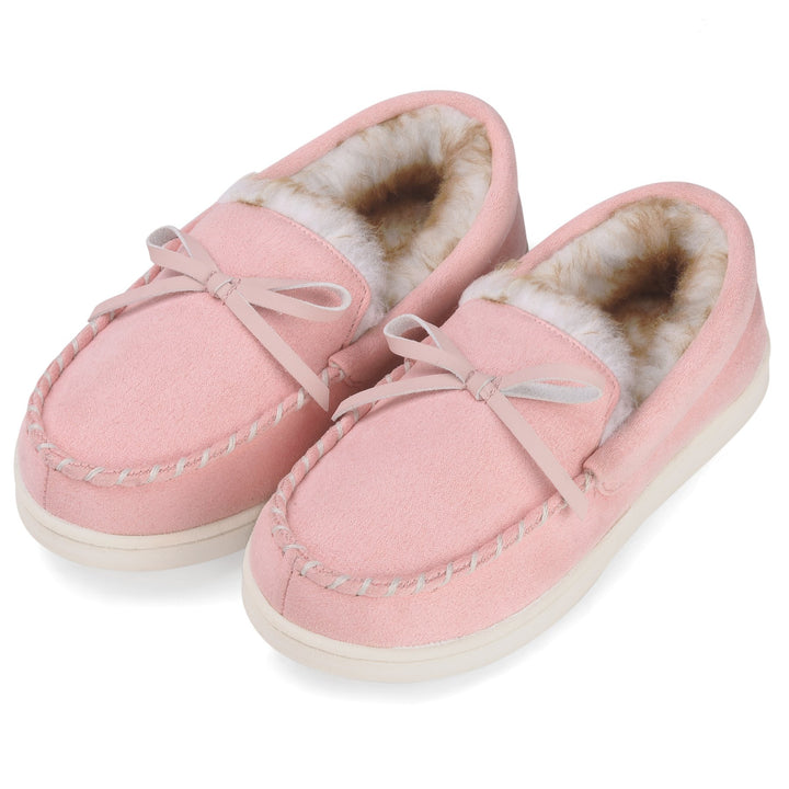 VONMAY Kids Slippers Faux faux Lined Moccasins Memory Foam Non-Slip House Shoes Image 4