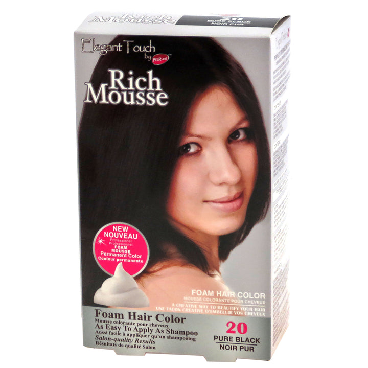 Foam Hair Color Rich Mousse Pure Black 20 Elegant Touch by PUR-est Image 2