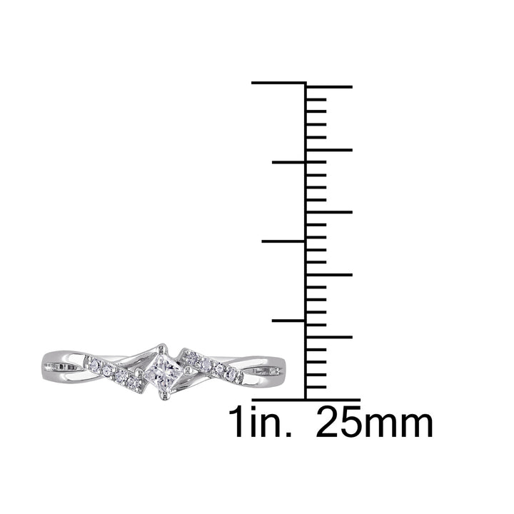 Princess Cut Diamond Engagement Promise Ring 1/7 Carat (ctw H-I I2-I3 ) in 10k White Gold Image 4