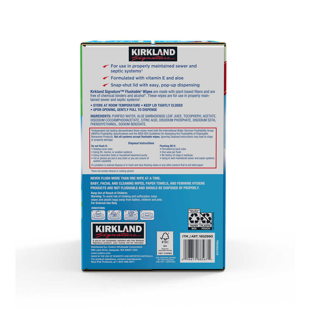 Kirkland Signature Premoistened Flushable Wipes Fragrance Free 640 Count Image 2