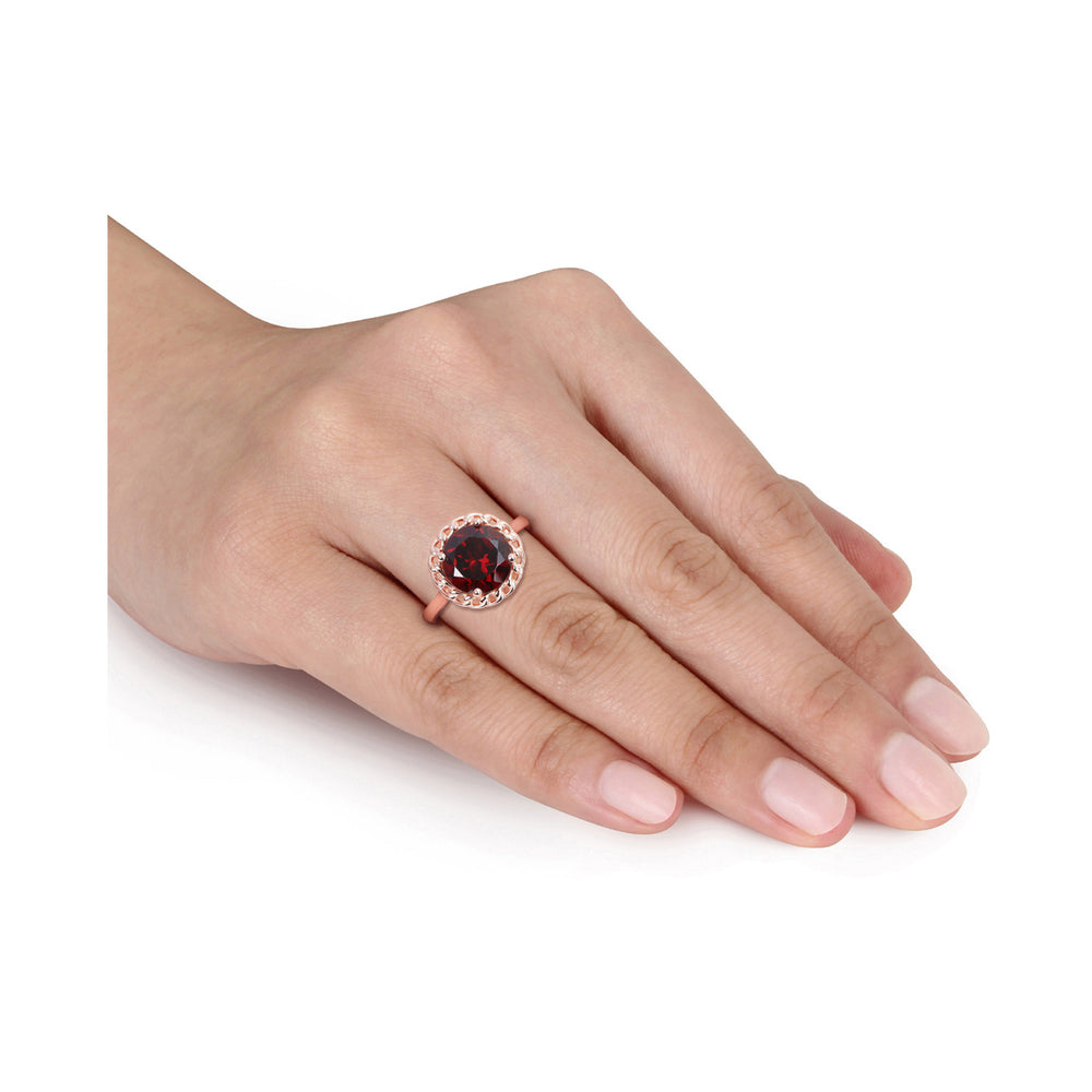 3.00 Carat (ctw) Garnet Ring in Rose Plated Silver Image 2