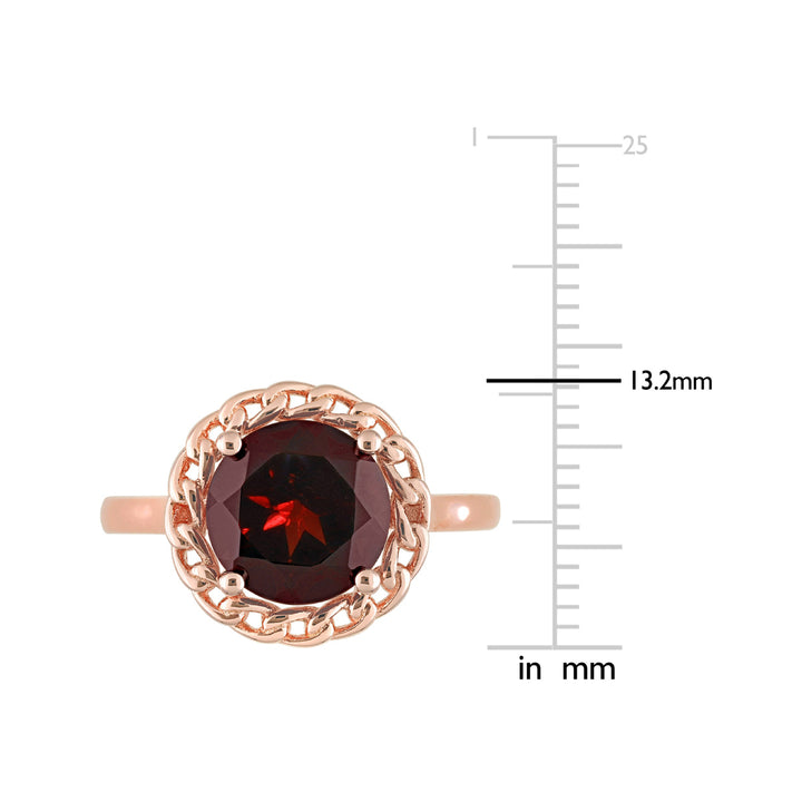 3.00 Carat (ctw) Garnet Ring in Rose Plated Silver Image 3