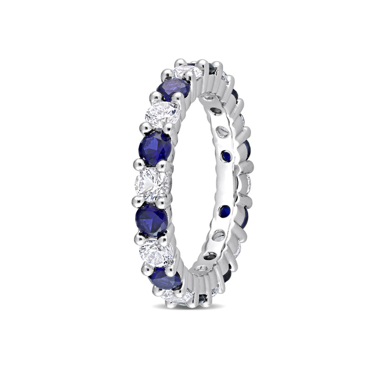 3.50 Carat (ctw) Lab-Created Blue and White Sapphire Ring in Sterling Silver Image 3
