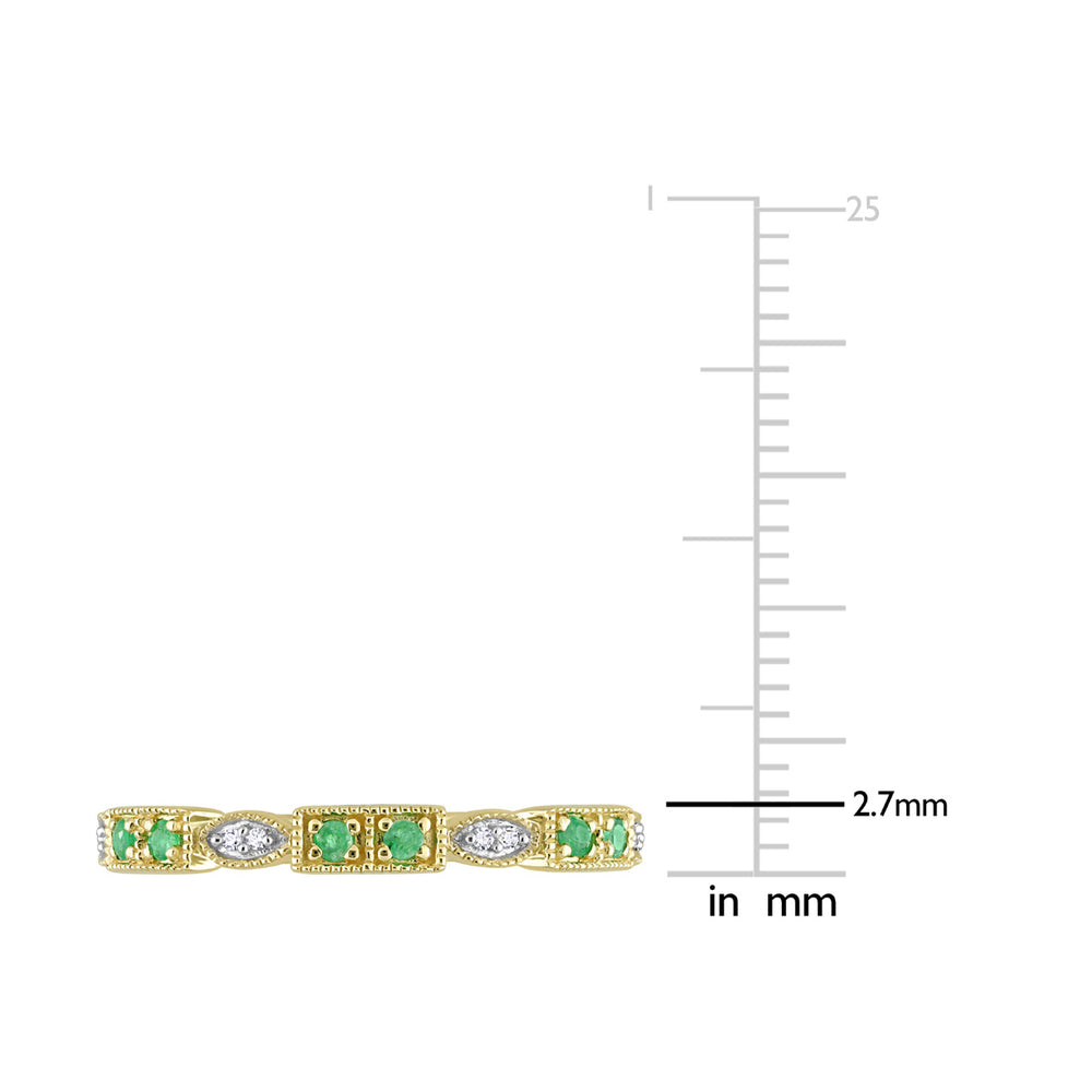 1/8 Carat (ctw) Emerald Semi-Eternity Band Ring in 10K Yellow Gold Image 2