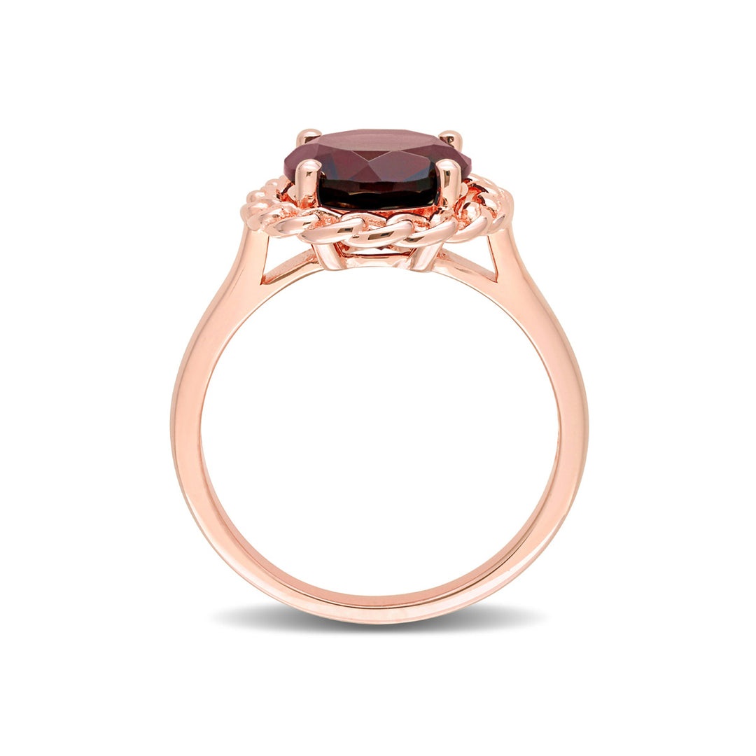 3.00 Carat (ctw) Garnet Ring in Rose Plated Silver Image 4