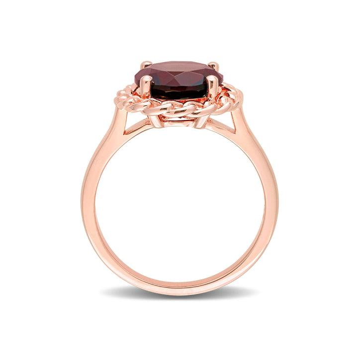 3.00 Carat (ctw) Garnet Ring in Rose Plated Silver Image 4