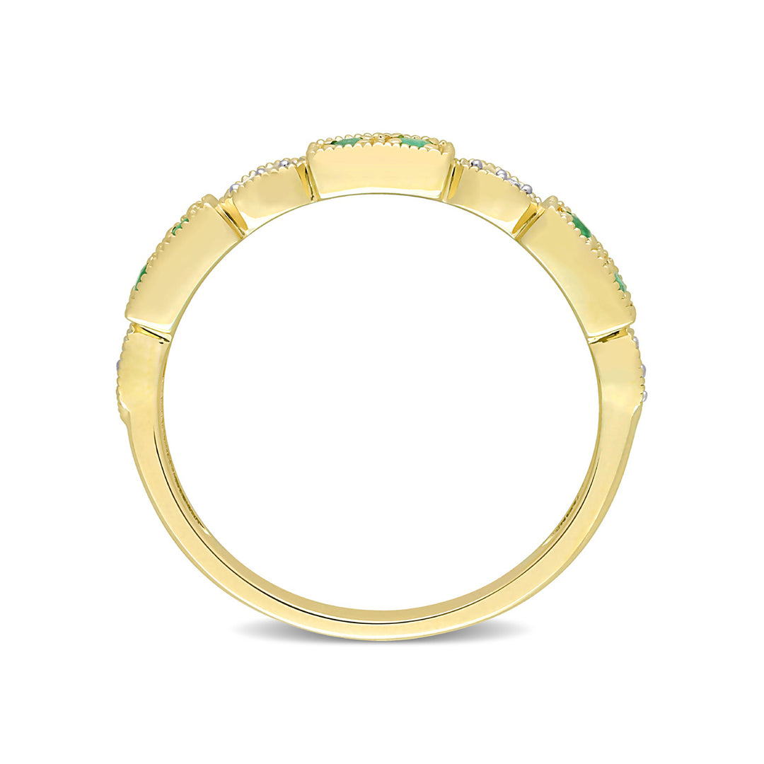 1/8 Carat (ctw) Emerald Semi-Eternity Band Ring in 10K Yellow Gold Image 4