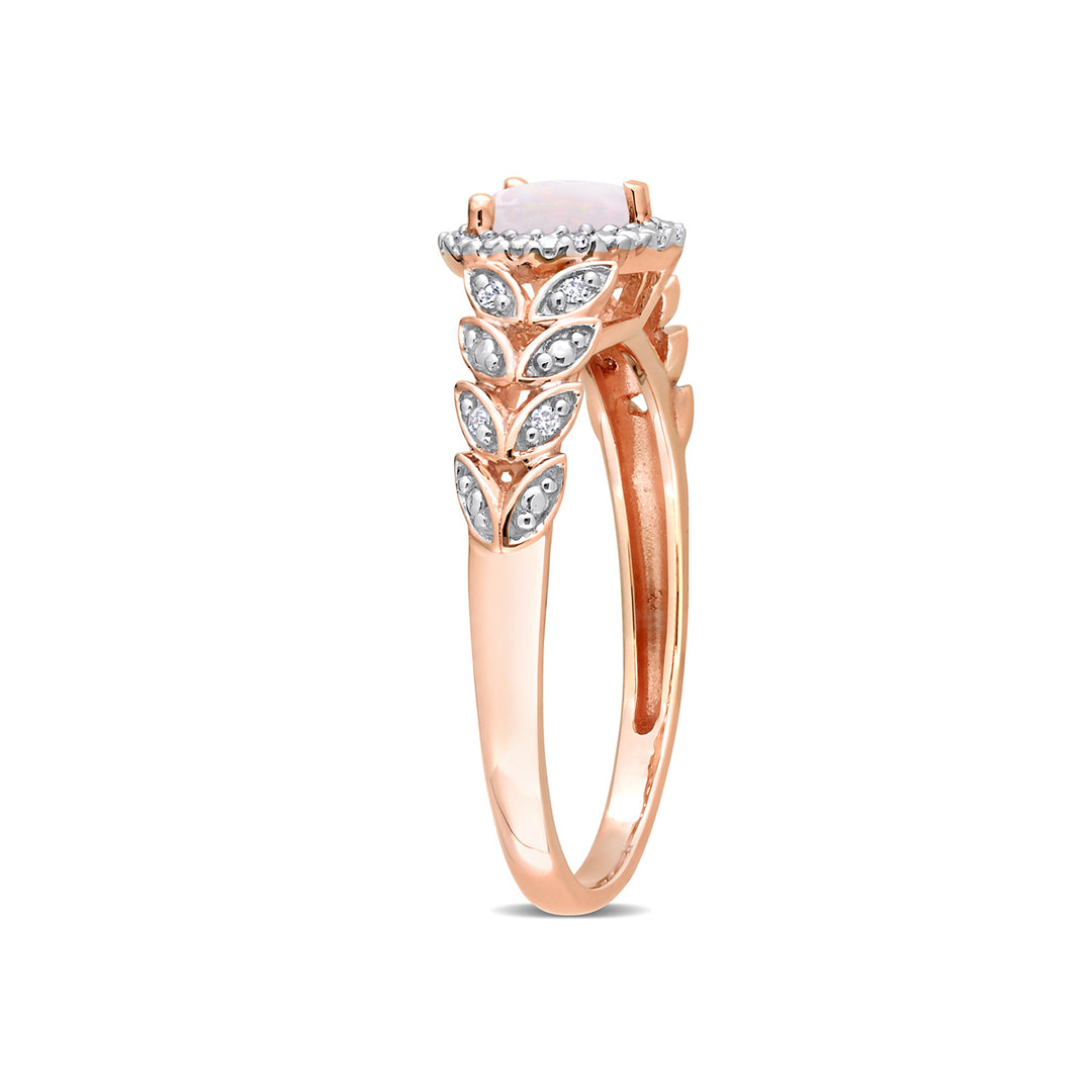3/10 Carat (ctw) Opal Heart Ring in 10K Rose Pink Gold Image 2
