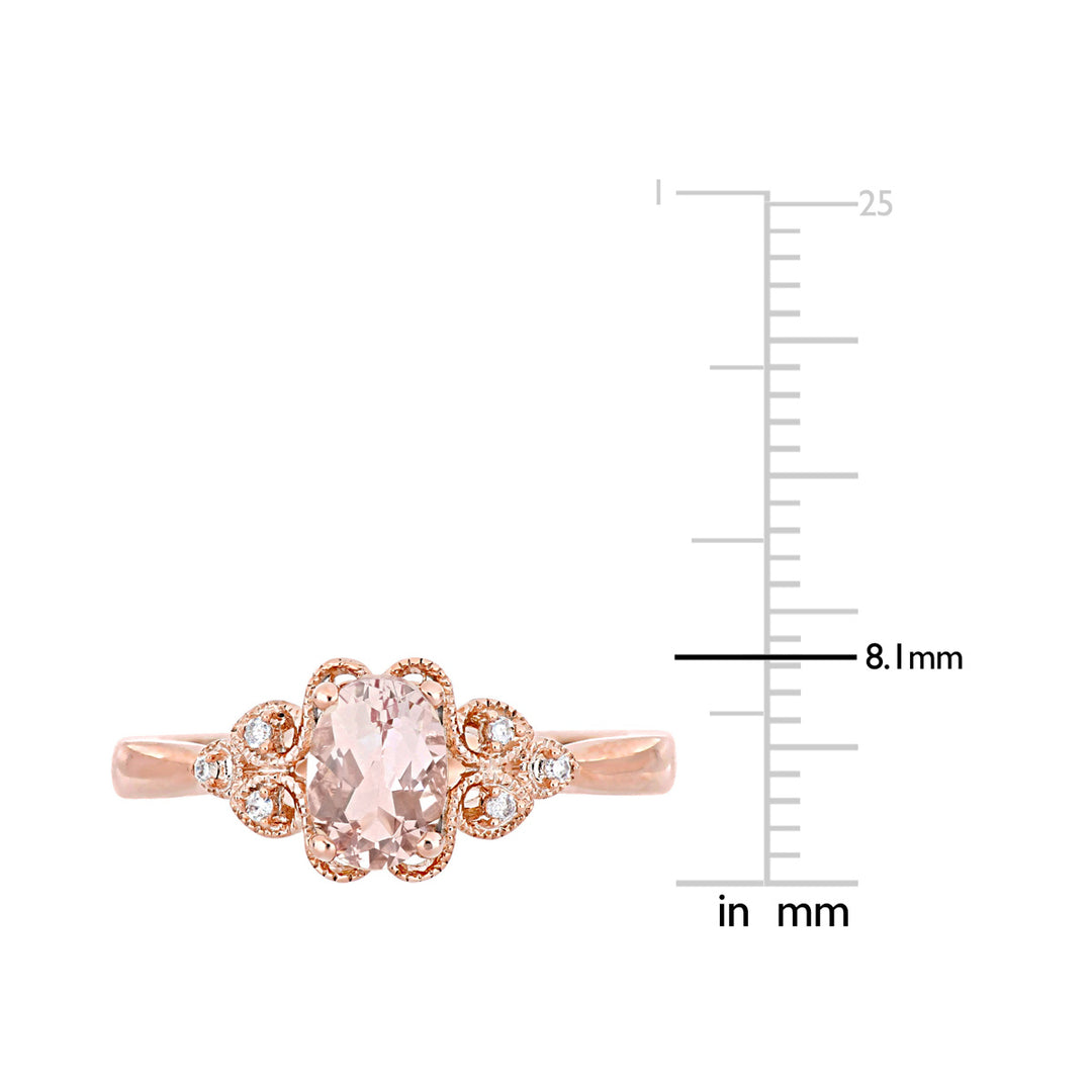 3/4 Carat (ctw) Morganite Filigree Ring in 10K Rose Pink Gold with Diamonds Image 2