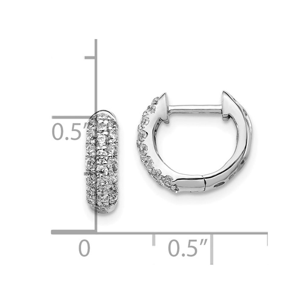 1/2 Carat (ctw) Diamond Hoop Earrings in 10K White Gold Image 3