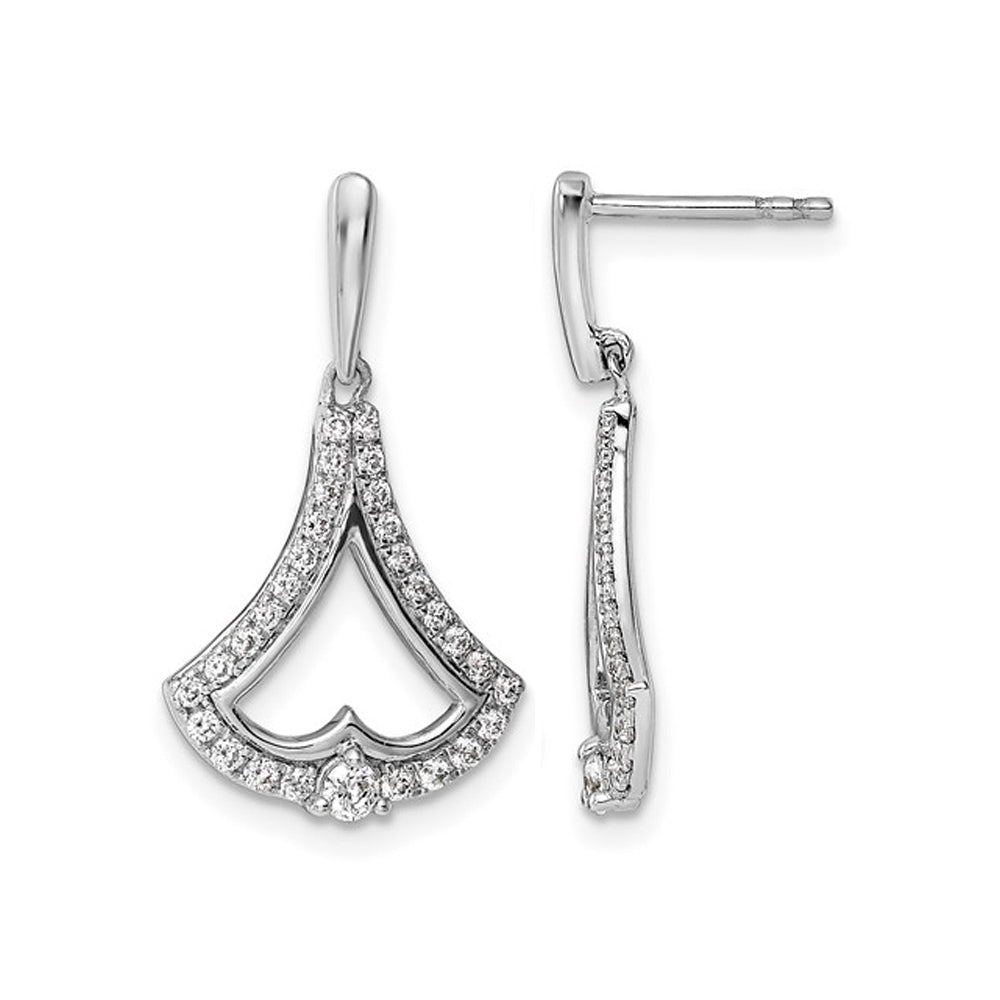 1/2 Carat (ctw) Diamond Dangle Earrings in 14K White Gold Image 1