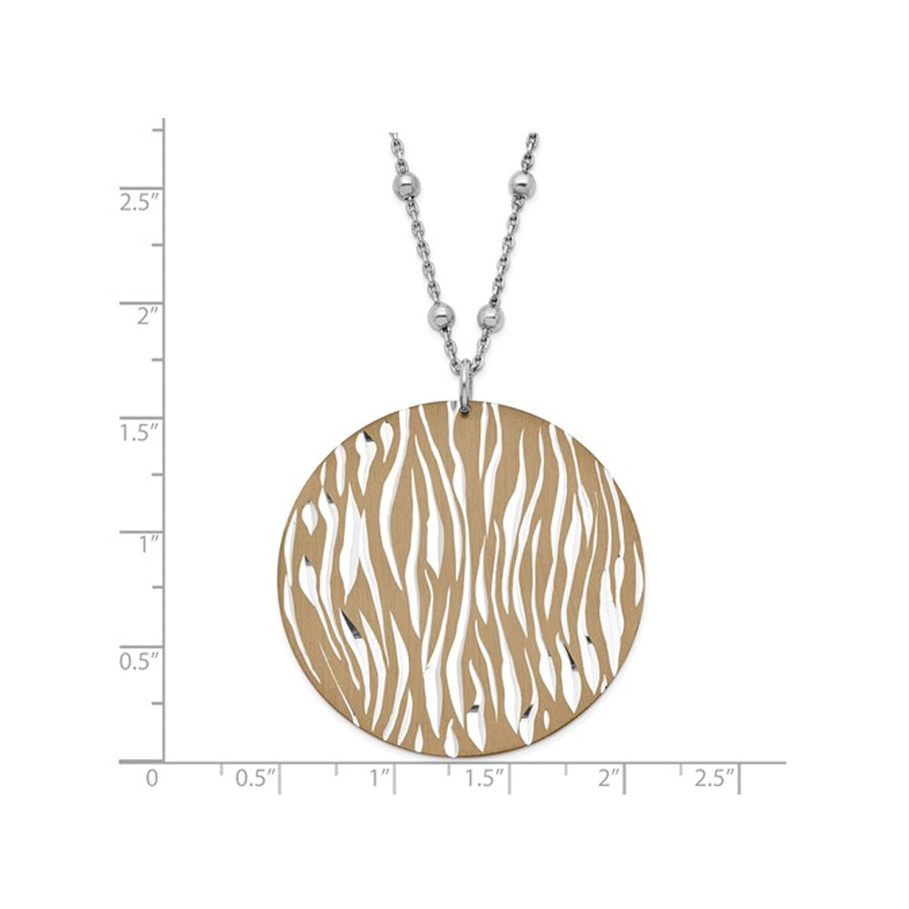 Sterling Silver Circle Disc Zebra Print Necklace Pendant with Chain ( 19 inches) Image 3