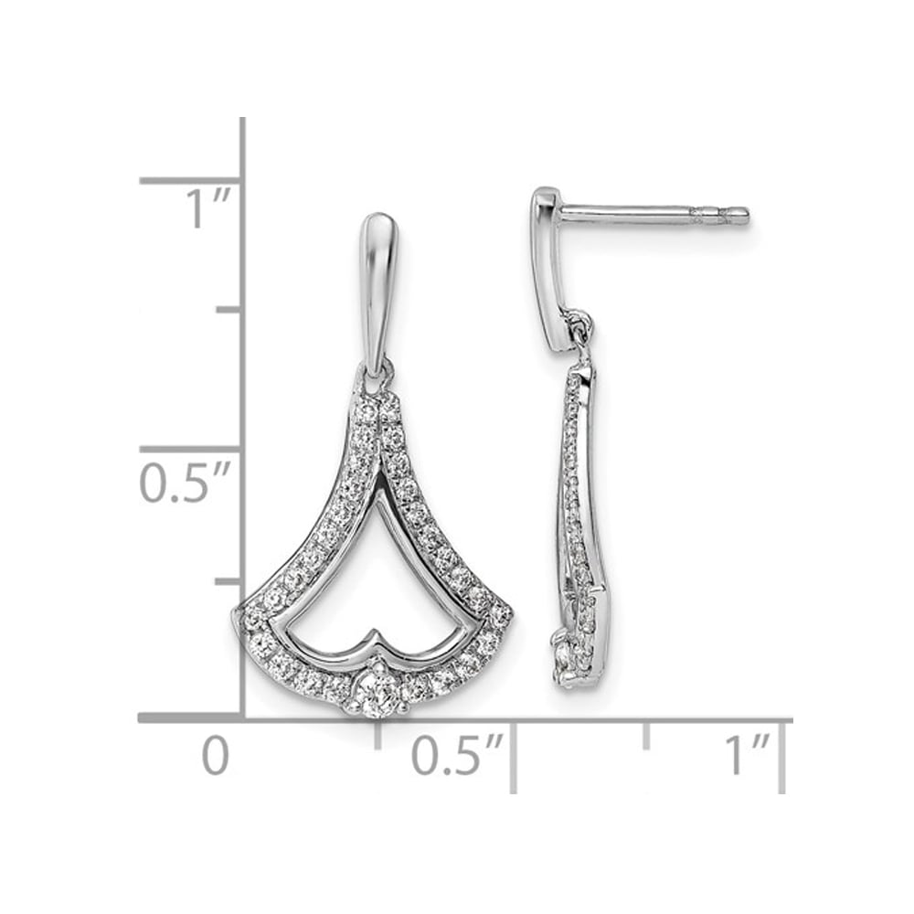 1/2 Carat (ctw) Diamond Dangle Earrings in 14K White Gold Image 2
