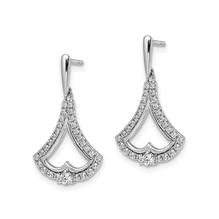 1/2 Carat (ctw) Diamond Dangle Earrings in 14K White Gold Image 3