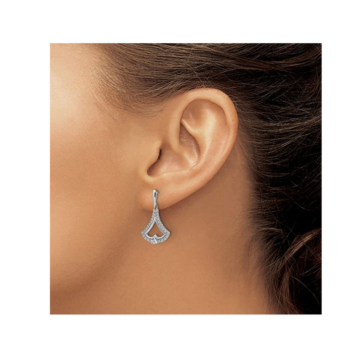 1/2 Carat (ctw) Diamond Dangle Earrings in 14K White Gold Image 4