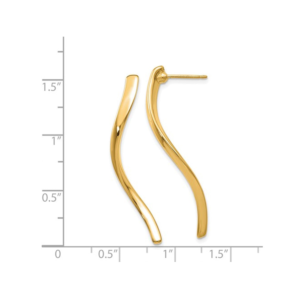14K Yellow Gold Long Curled Earrings Image 2