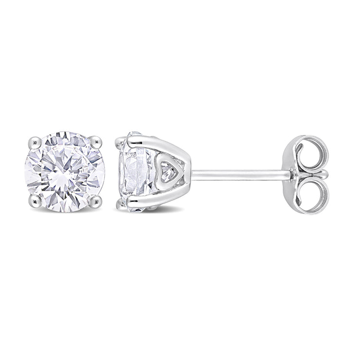 2.00 Carat (ctw) Lab-Created White Sapphire Round Solitaire Earrings in Sterling Silver (6mm) Image 1