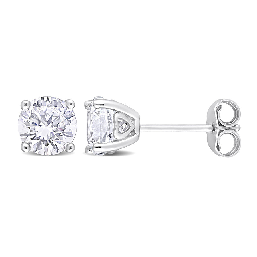 2.00 Carat (ctw) Lab-Created White Sapphire Round Solitaire Earrings in Sterling Silver (6mm) Image 1