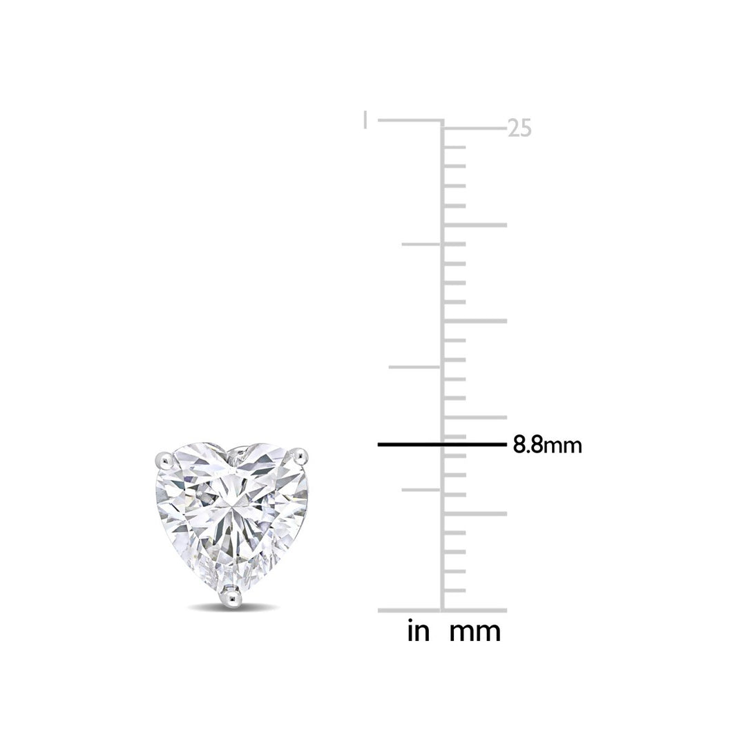 4.50 Carat (ctw) Lab-Created White Sapphire Heart Solitaire Earrings in Sterling Silver (8mm) Image 3