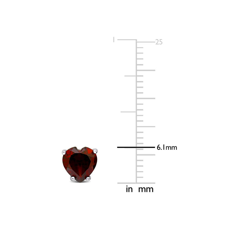1.50 Carat (ctw) Garnet Heart Stud Earrings in Sterling Silver Image 3