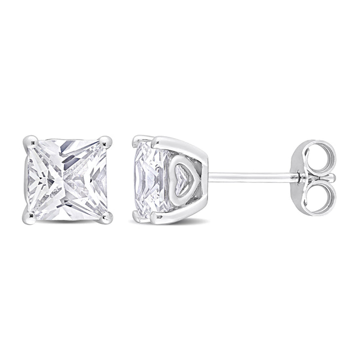 2.58 Carat (ctw) Lab-Created White Sapphire Square Solitaire Earrings in Sterling Silver (6mm) Image 1