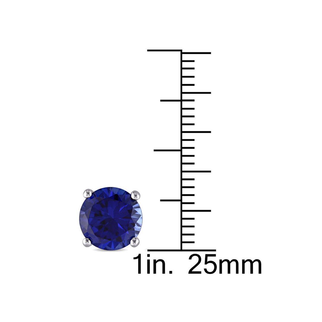 4.80 Carat (ctw) Lab-Created Blue Sapphire Round Ruby Solitaire Earrings in Sterling Silver (8mm) Image 3