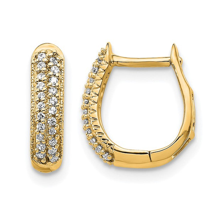 1/7 Carat (ctw) Diamond Huggy Hoop Earrings in 10K Yellow Gold Image 1