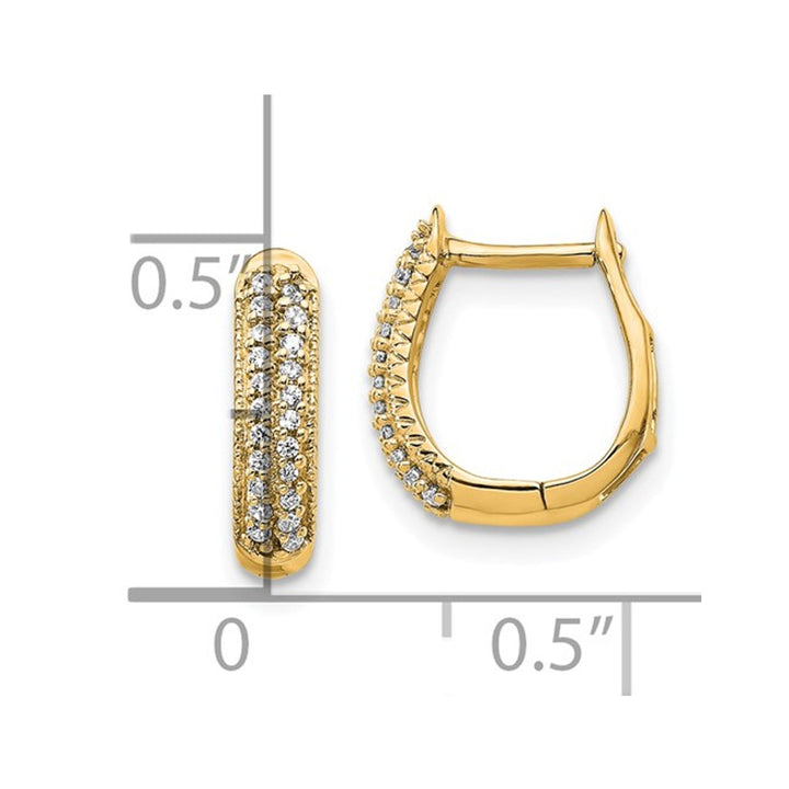 1/7 Carat (ctw) Diamond Huggy Hoop Earrings in 10K Yellow Gold Image 3