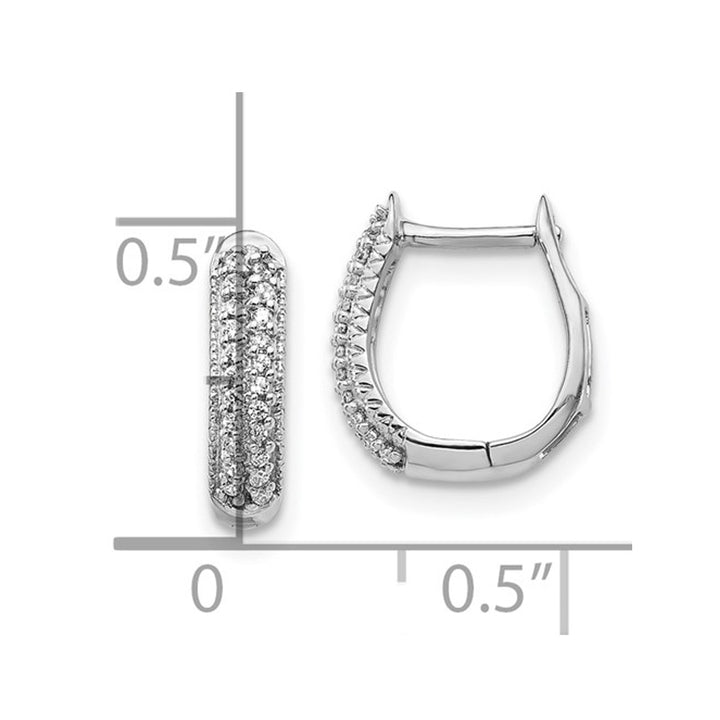 1/7 Carat (ctw) Diamond Huggy Hoop Earrings in 10K White Gold Image 3