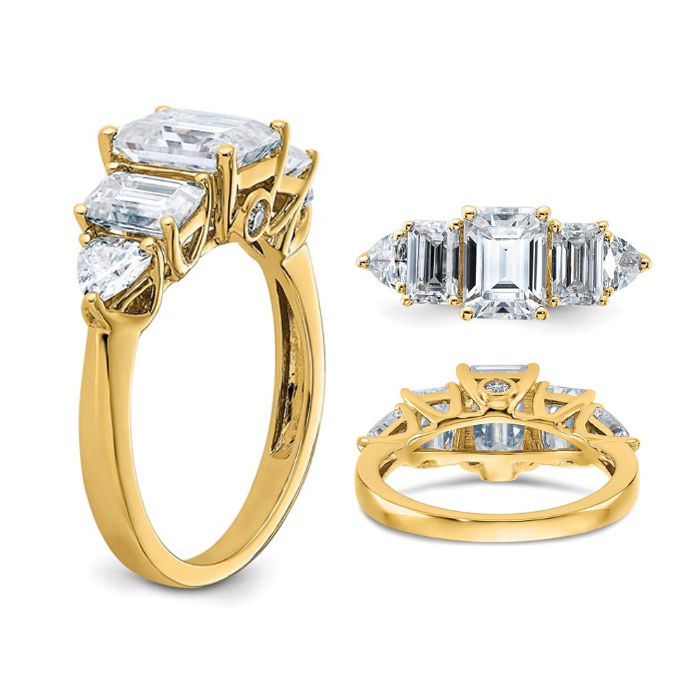 1.90 Carat (ctw) Synthetic Moissanite Emerald-Cut Engagement Ring in 14K Yellow Gold Image 3
