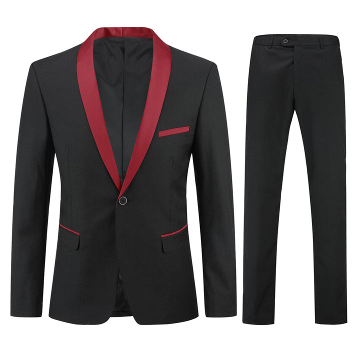 2 Pcs Men Suit Wedding Party Men Dress Suit Business Casual Slim Fit Patchwork One Button Blazer Pants Set Image 3