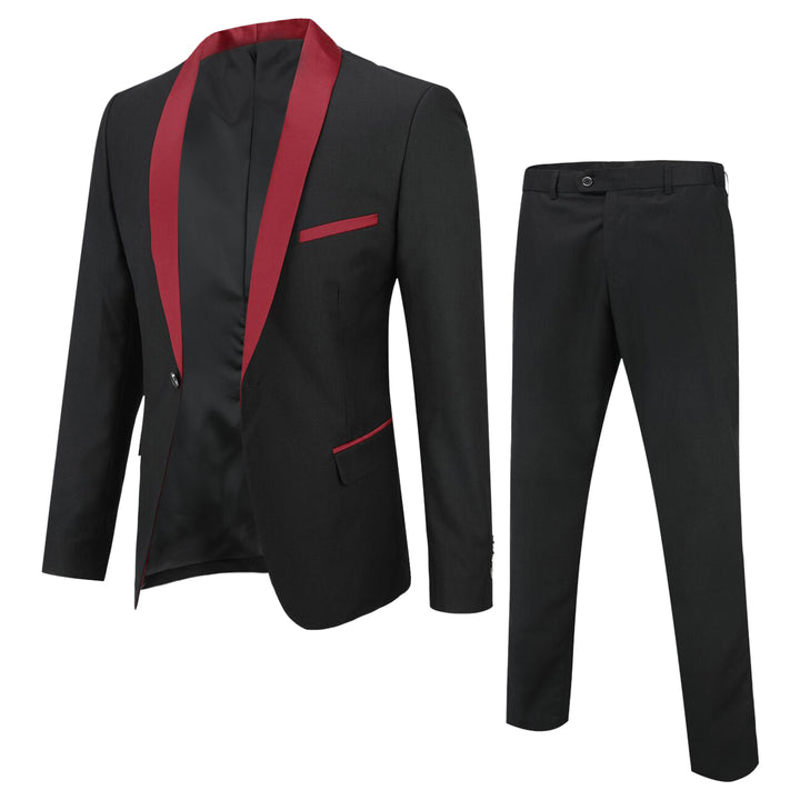 2 Pcs Men Suit Wedding Party Men Dress Suit Business Casual Slim Fit Patchwork One Button Blazer Pants Set Image 4