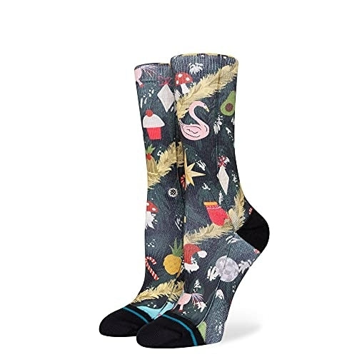 Stance Womens Handle With Care Crew Socks Black - W555D21HAN-BLK Medium BLACK Image 1