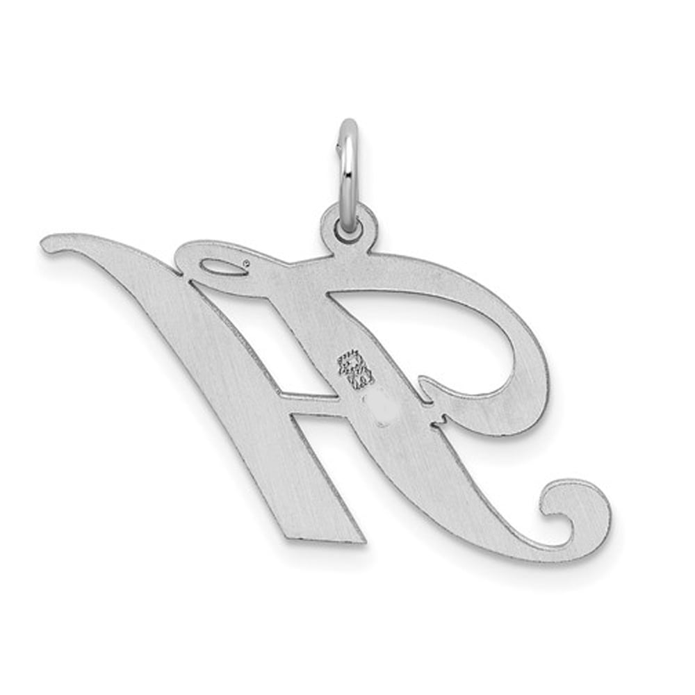 Sterling Silver Fancy Script Initial -H- Pendant Necklace Charm with Chain Image 2