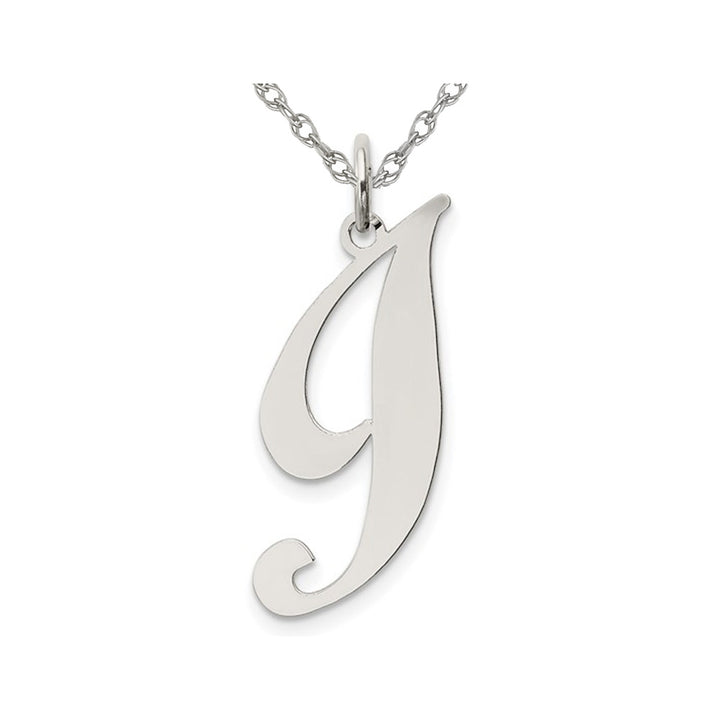 Sterling Silver Fancy Script Initial -I- Pendant Necklace Charm with Chain Image 1