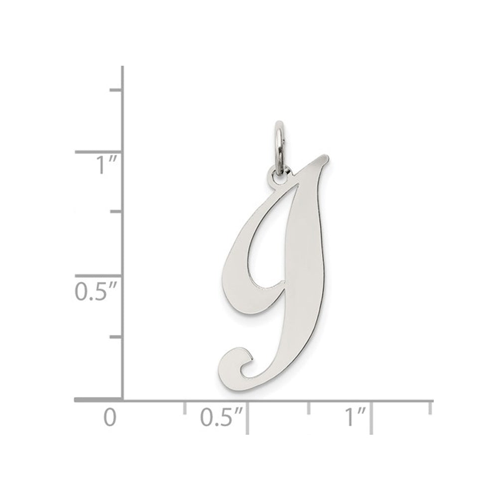 Sterling Silver Fancy Script Initial -I- Pendant Necklace Charm with Chain Image 2